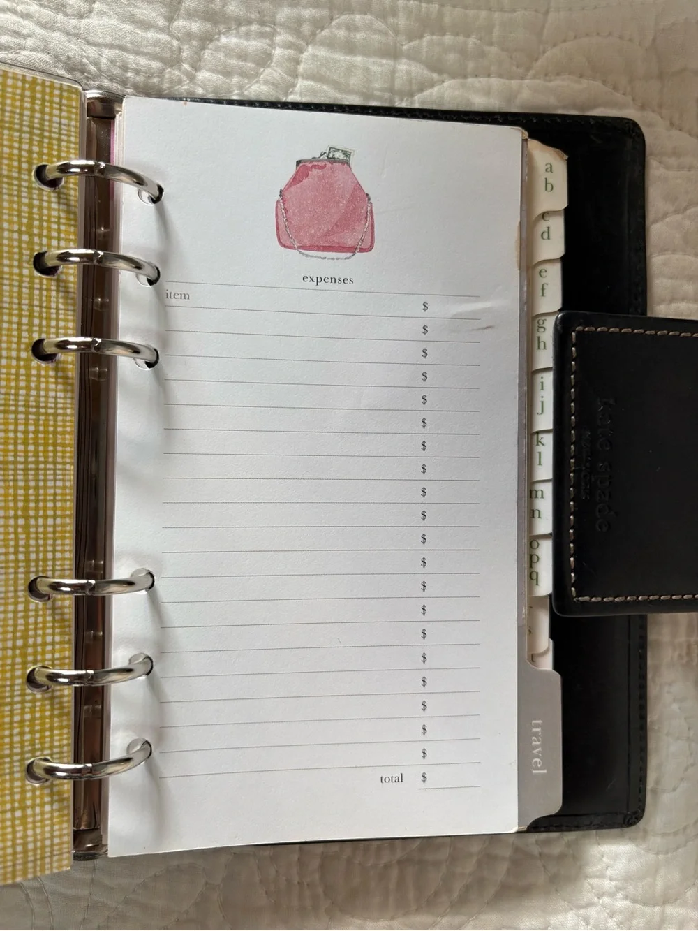 Kate Spade Black Leather Agenda Personal Planner